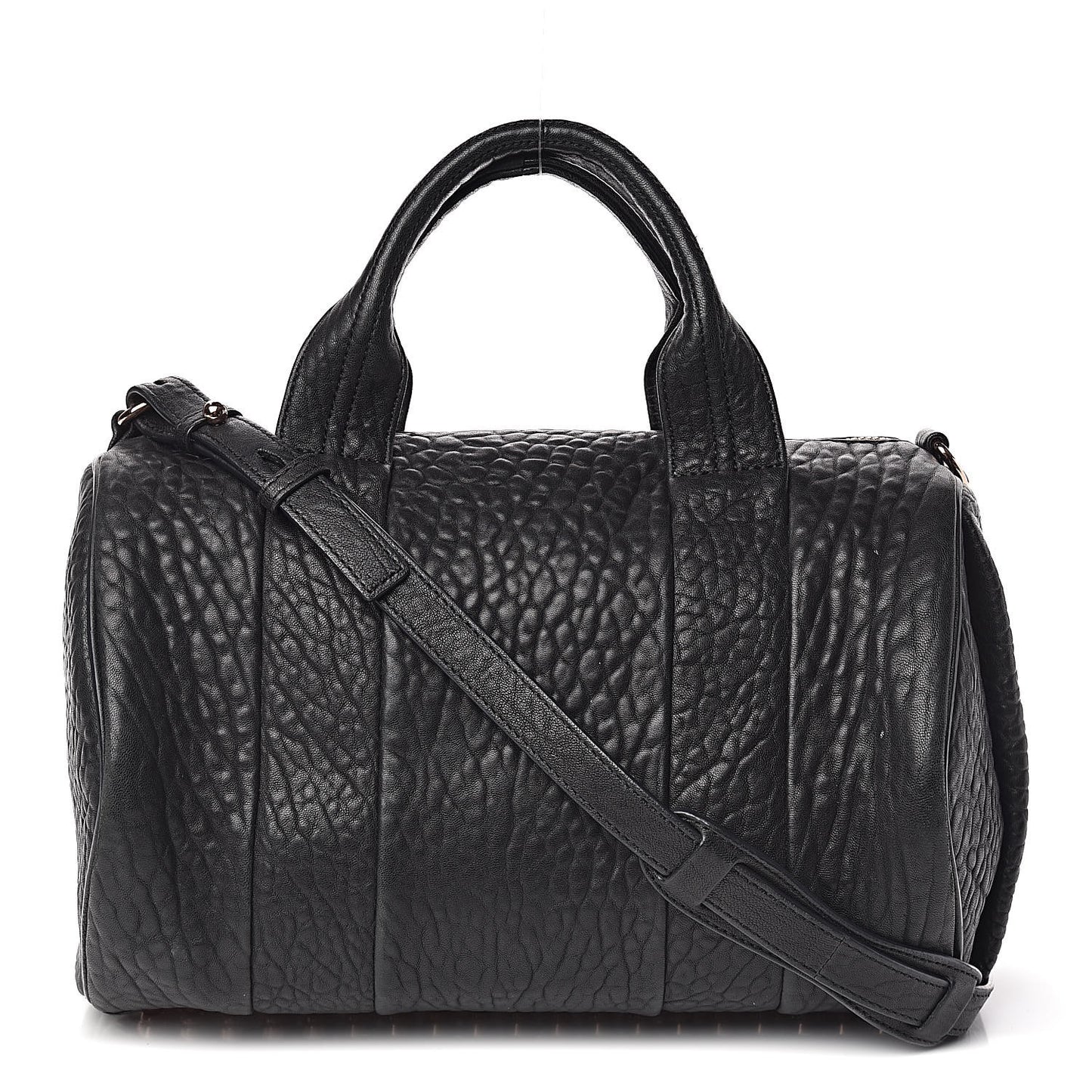 Pebbled Lambskin Rocco Black Rose Gold Hardware