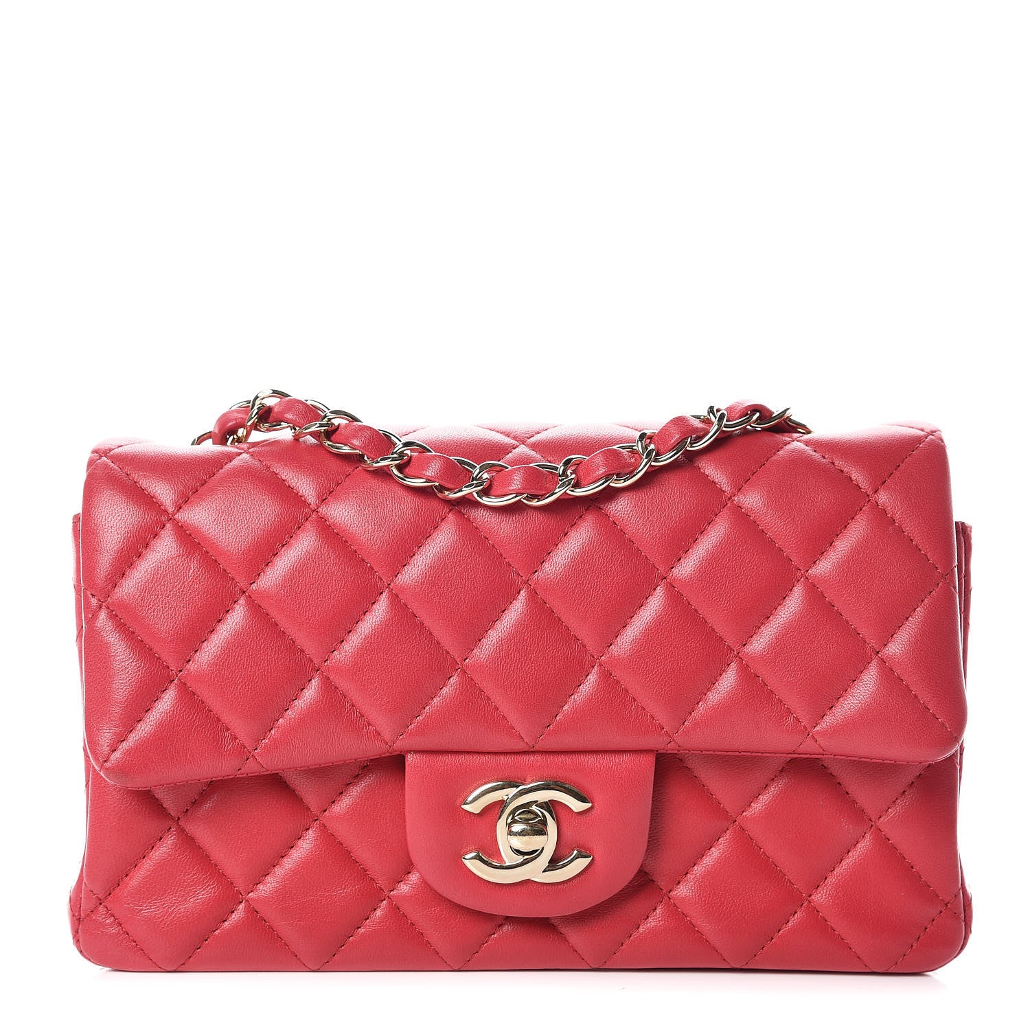 Chanel Lambskin Quilted Mini Rectangular Flap Fuchsia 1 of 11