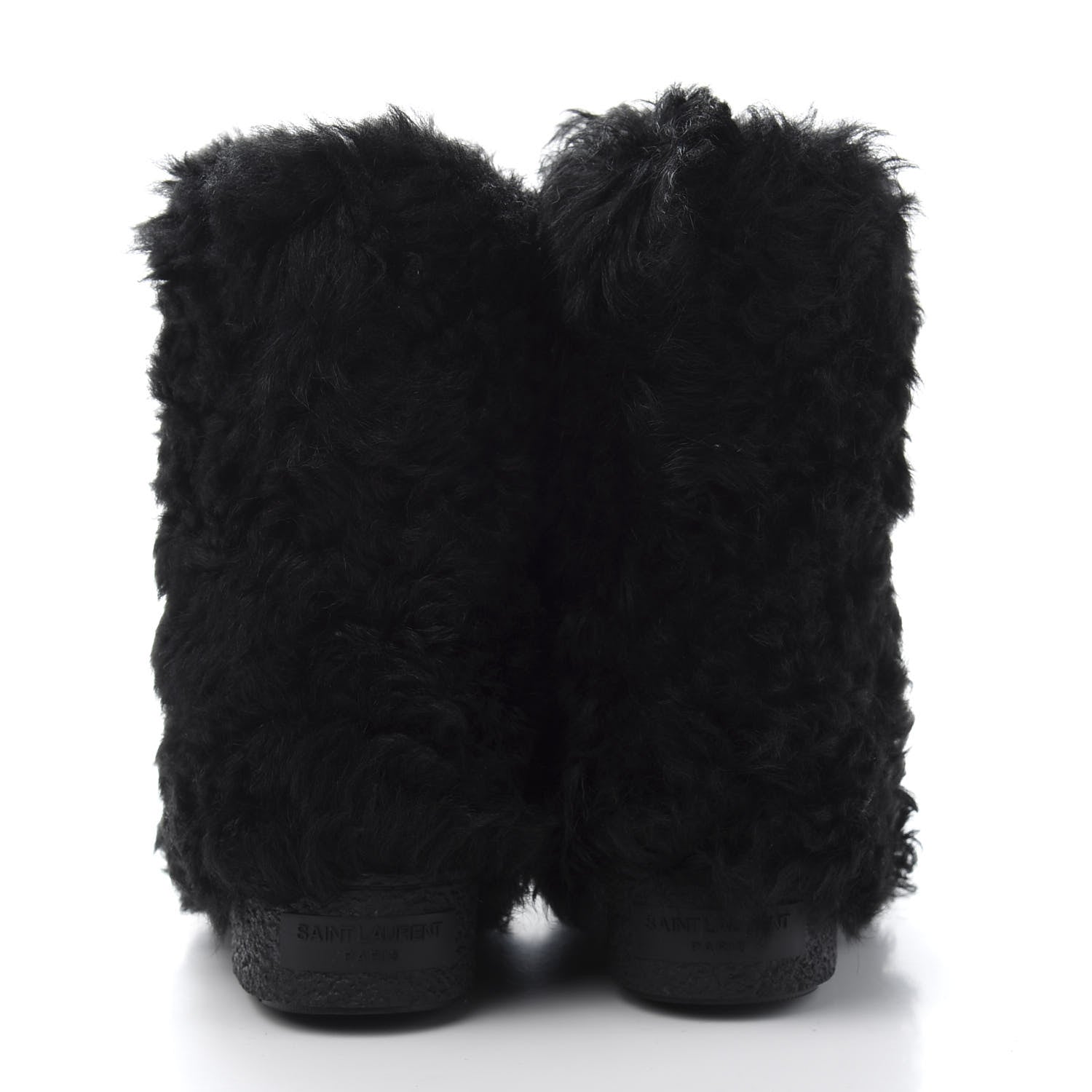 Saint Laurent Shearling Lamb Boots 42 Black 5 of 8