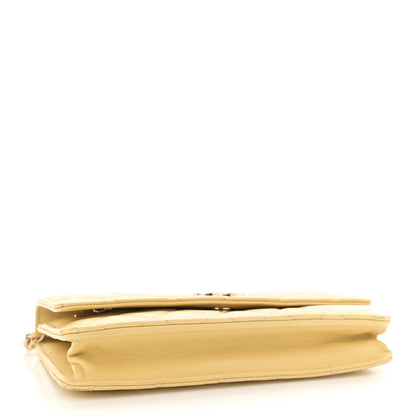 Chanel Caviar Quilted Studded CC Wallet on Chain WOC Yellow 4 of 15