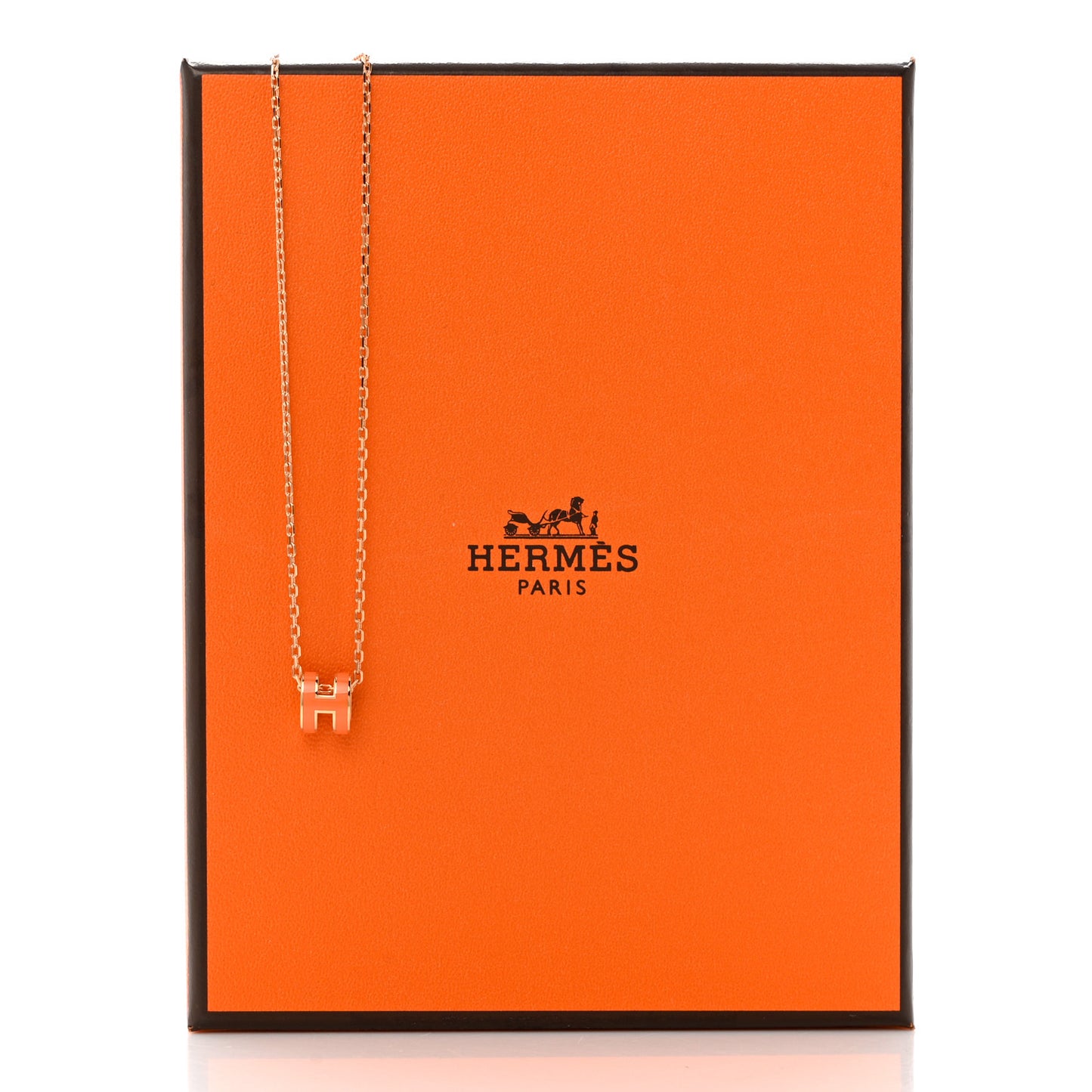 Lacquered Rose Gold Mini Pop H Pendant Necklace Orange