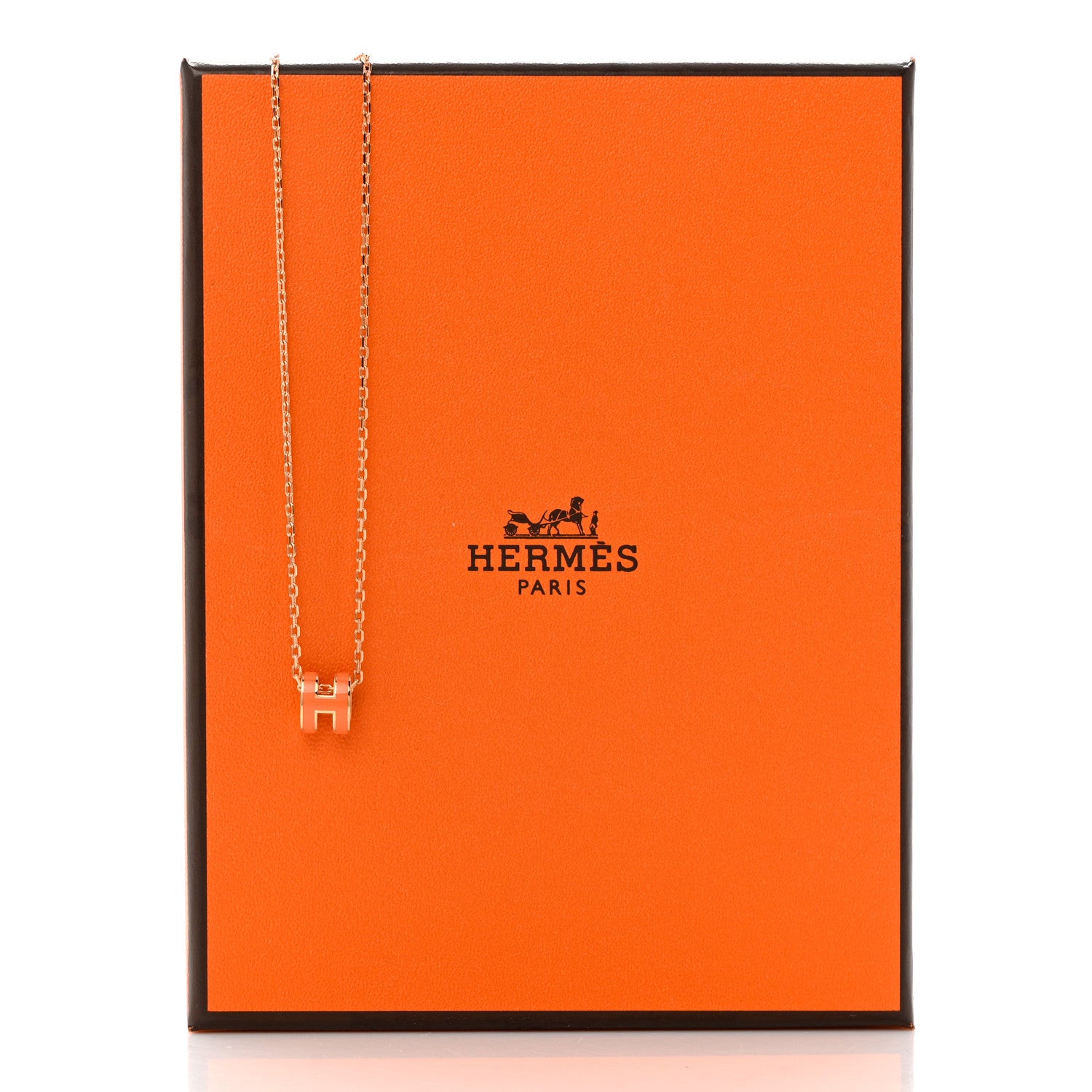 Hermes Lacquered Rose Gold Mini Pop H Pendant Necklace Orange 8 of 8