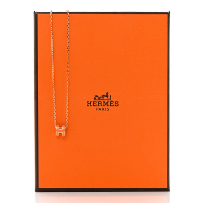 Hermes Lacquered Rose Gold Mini Pop H Pendant Necklace Orange 8 of 8