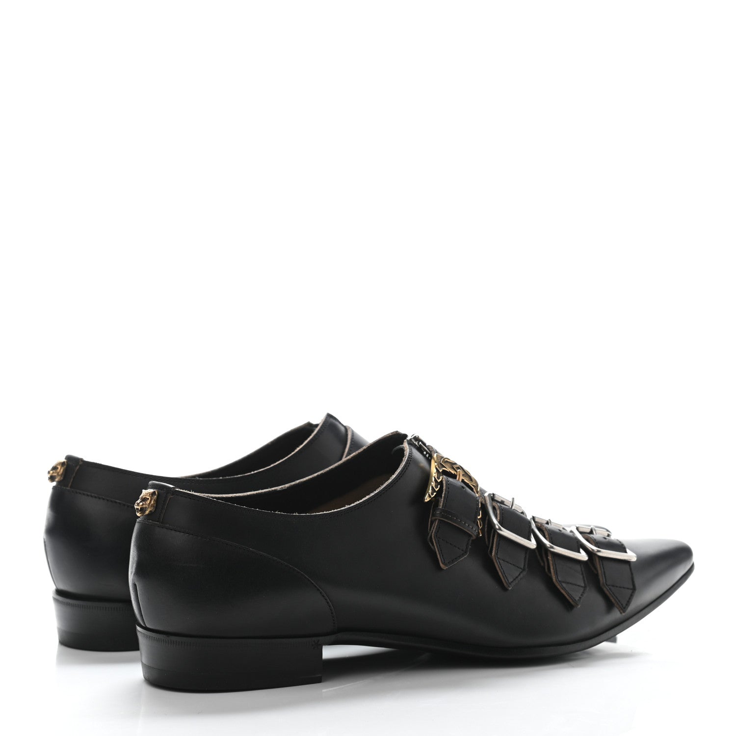 Gucci Cordovan Lux Mens Monk Strap Zip Loafers 10 Black 3 of 4