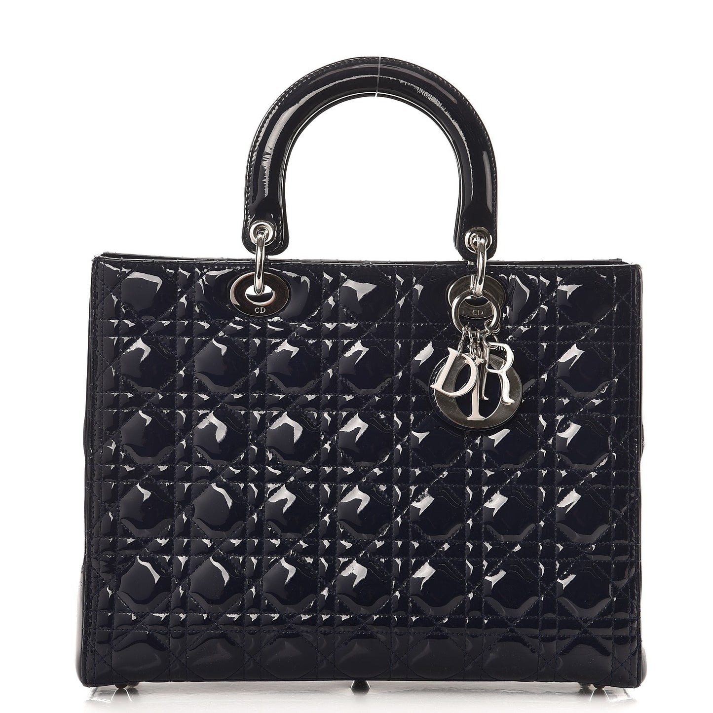 Patent Cannage Large Lady Dior Navy Blue