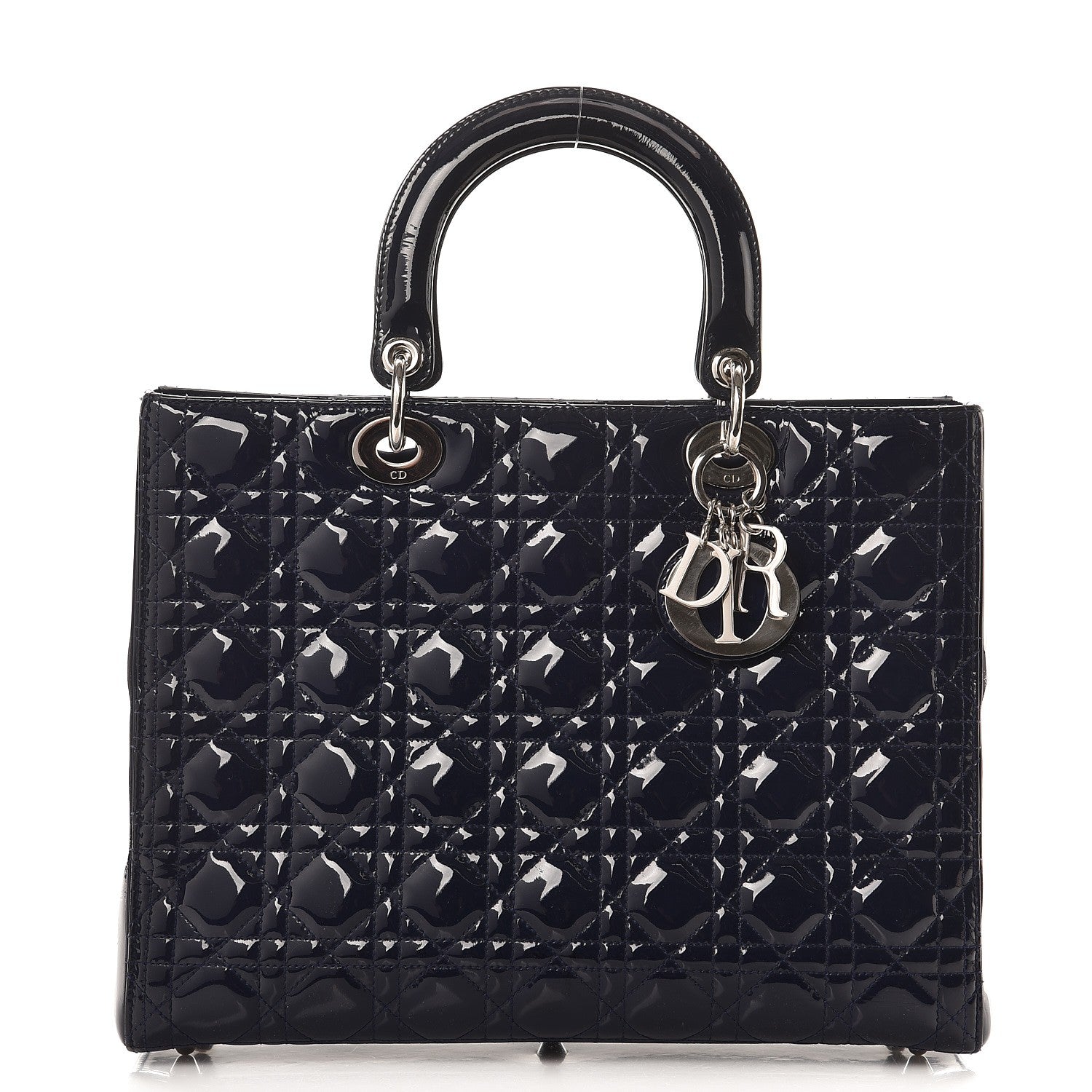 Christian Dior Patent Cannage Large Lady Dior Navy Blue 1 of 7