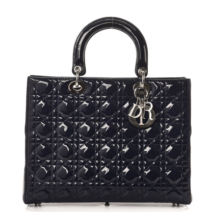 Christian Dior Patent Cannage Large Lady Dior Navy Blue 1 of 7