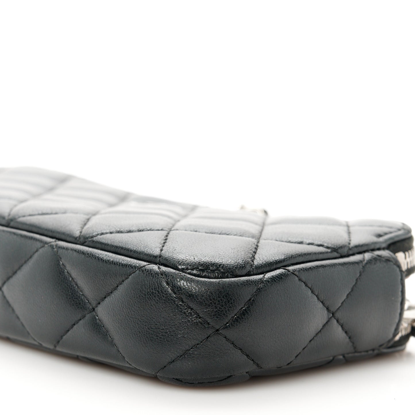 Lambskin Quilted Small Clutch With Chain Black