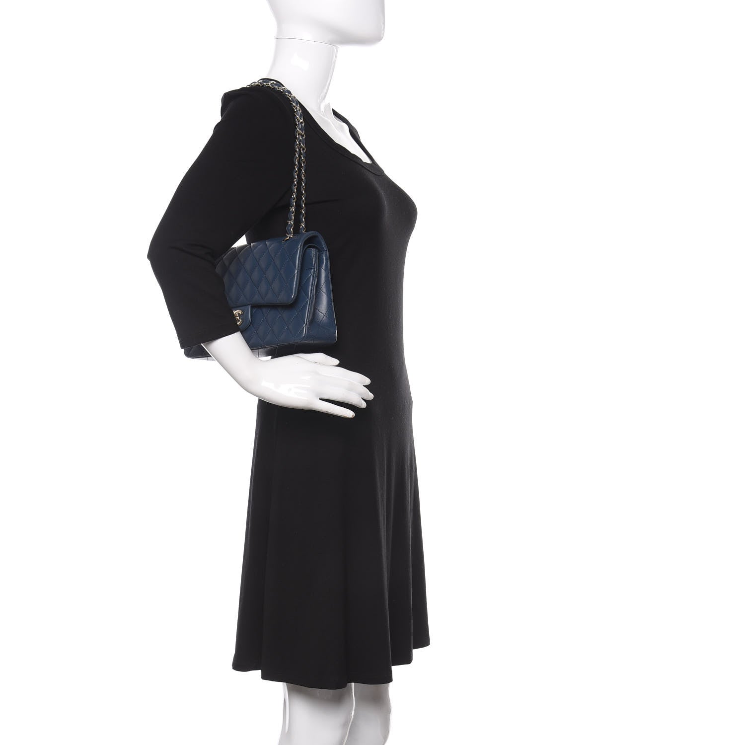 Chanel Lambskin Quilted Medium Double Flap Blue 2 of 9