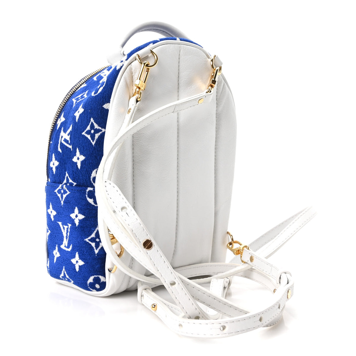 Jacquard Velvet Monogram Palm Springs Backpack Mini Blue