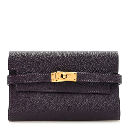 Hermes Epsom Verso Medium Kelly Wallet Raisin Anemone 1 of 7