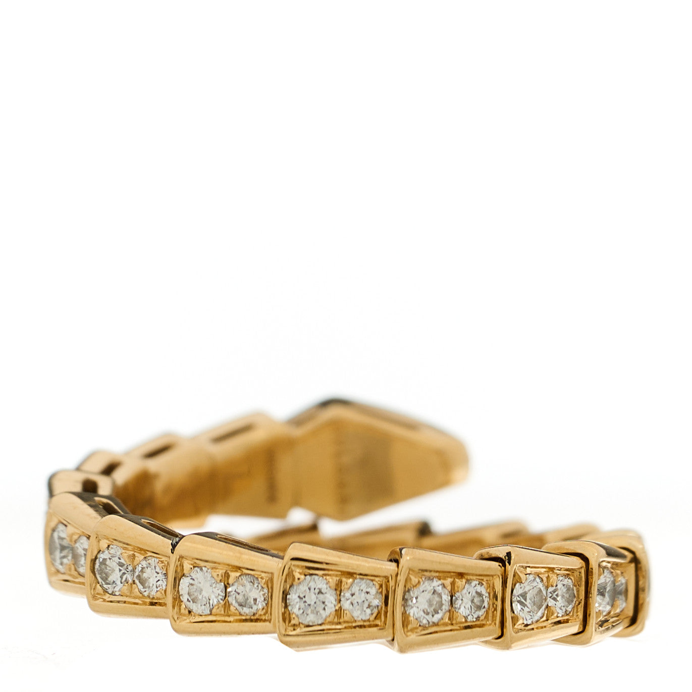 Bulgari 18K Yellow Gold Diamond Serpenti Viper Pave Ring L 3 of 4