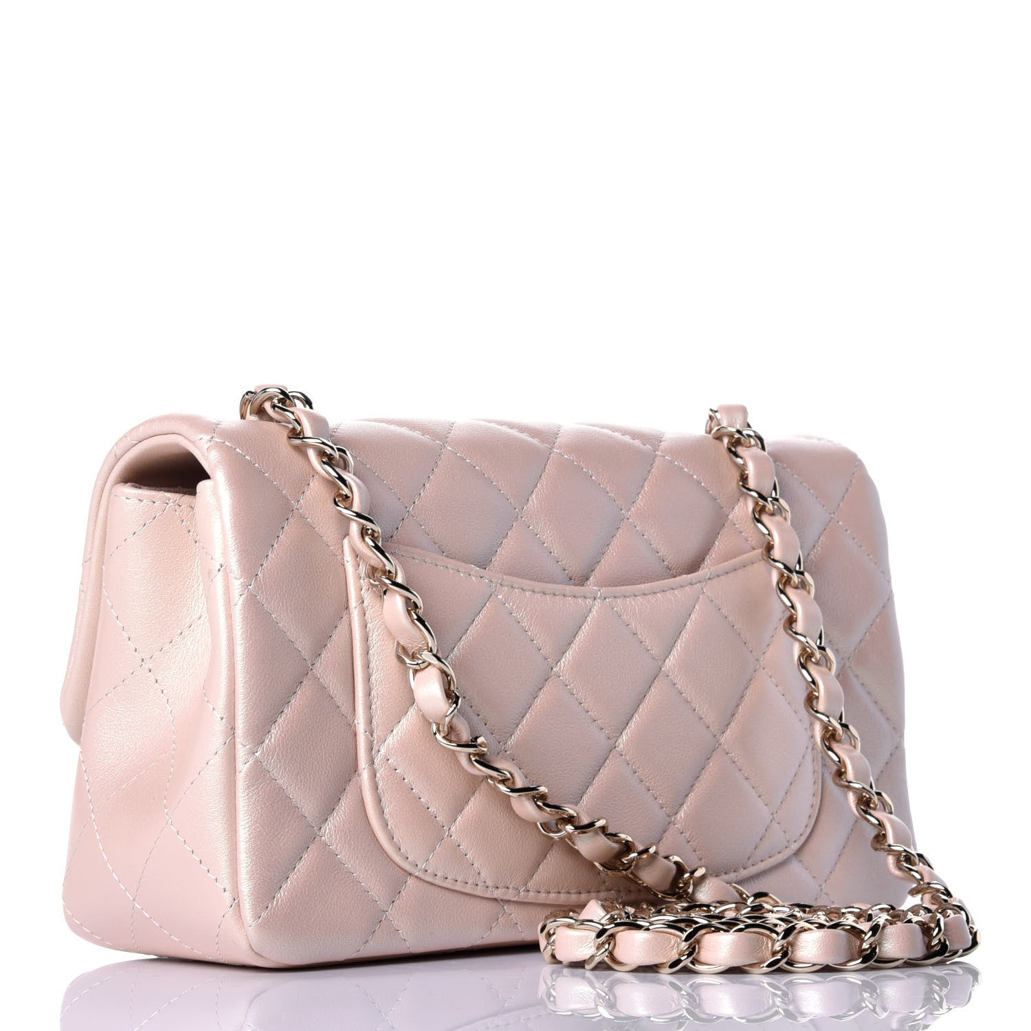 Chanel Iridescent Calfskin Quilted Mini Rectangular Flap Beige 3 of 10