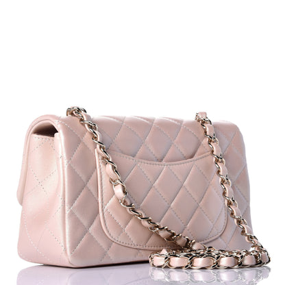 Chanel Iridescent Calfskin Quilted Mini Rectangular Flap Beige 3 of 10