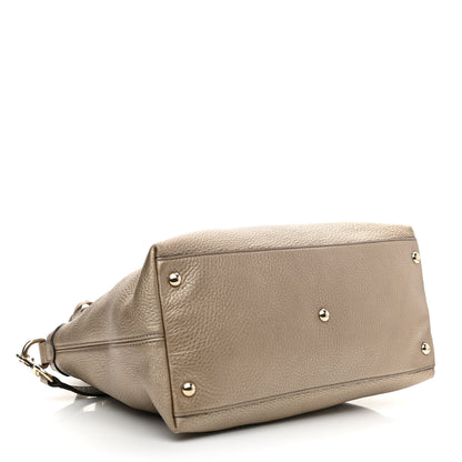 Gucci Metallic Cellarius Calfskin Small Soho Top Handle Satchel Golden Beige 6 of 18