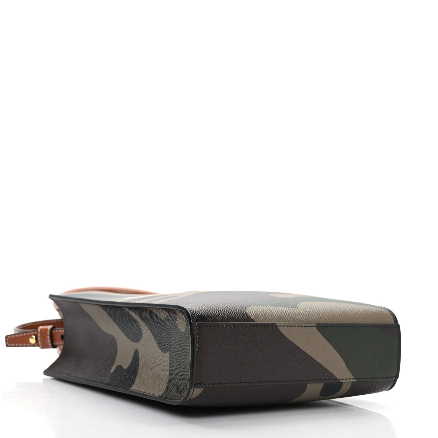 Canvas Calfskin Mini Vertical Cabas Khaki