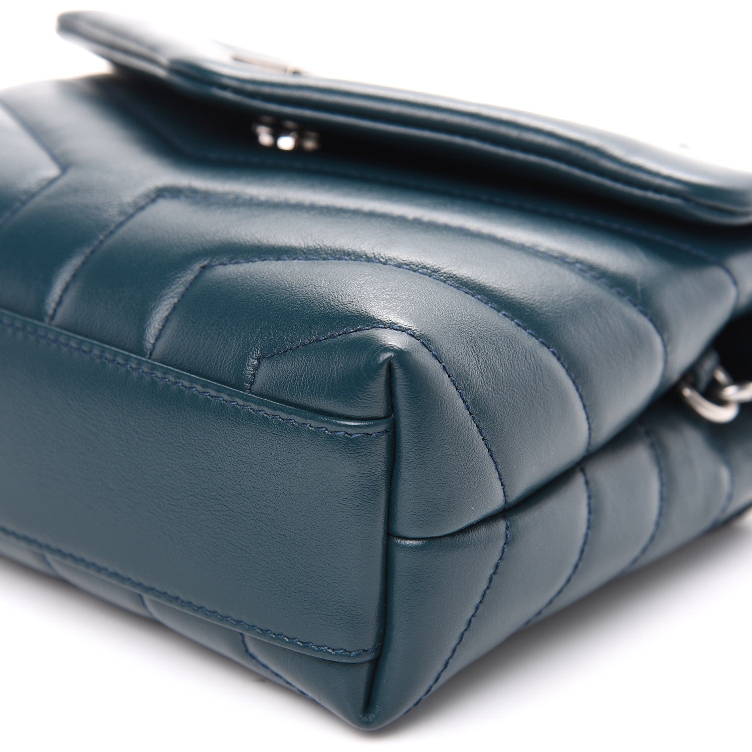 Saint Laurent Calfskin Y Quilted Monogram Toy Loulou Satchel Dark Green 8 of 10