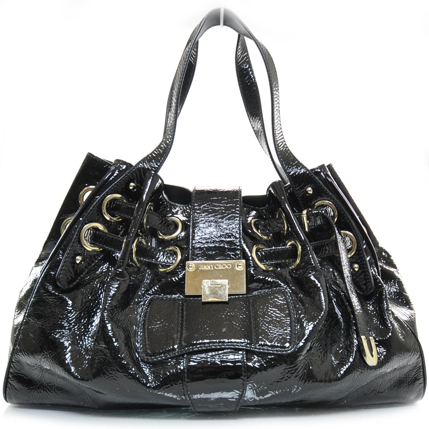 Crushed Patent Riki Bag Black