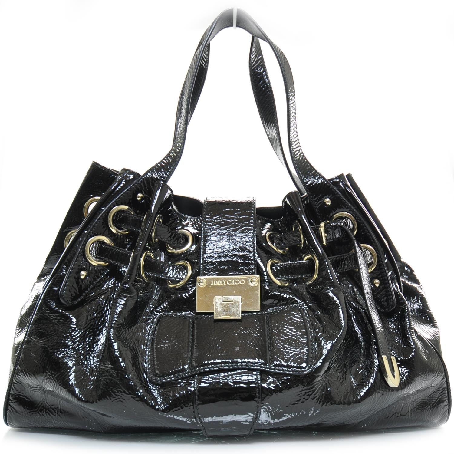 Jimmy Choo Crushed Patent Riki Bag Black 1 of 8