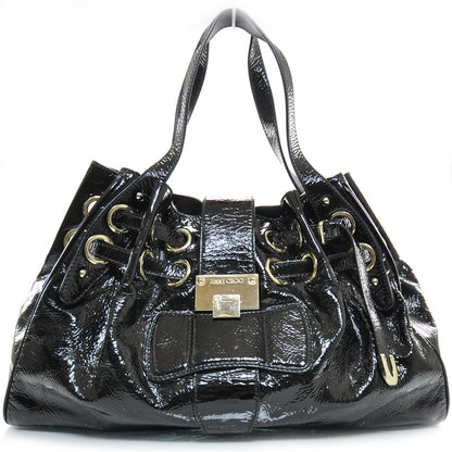 Jimmy Choo Crushed Patent Riki Bag Black 1 of 8