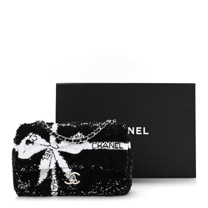 Chanel Sequin Ribbon Small Rectangular Flap Black White 11 of 11