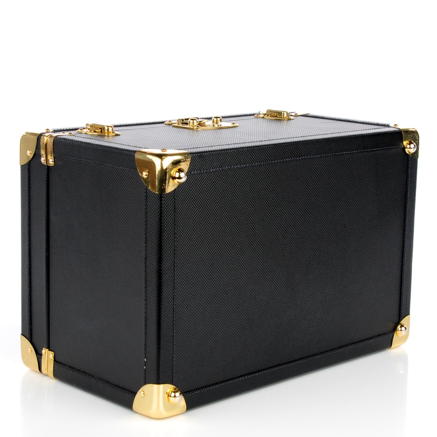 Vintage Stamped Calfskin Vanity Trunk Black