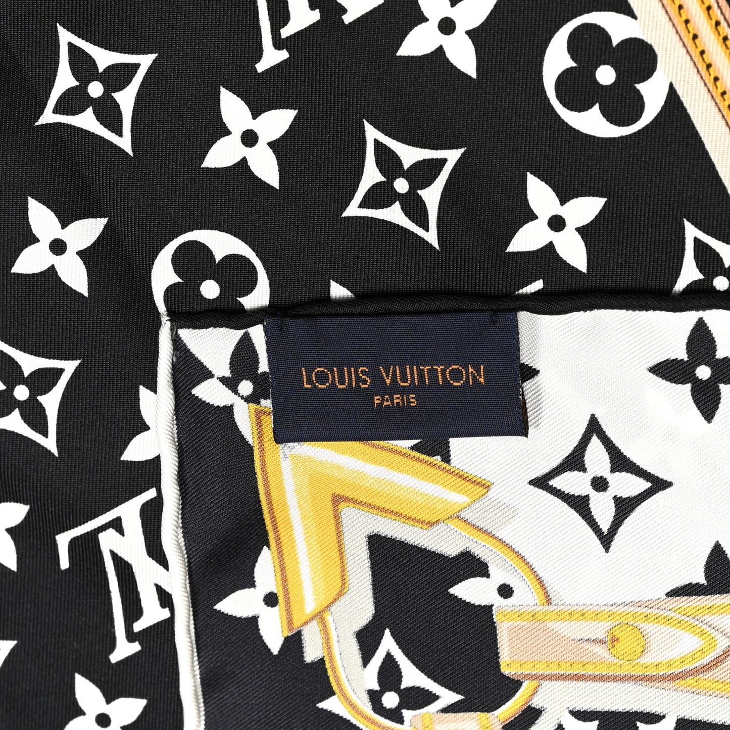 Silk Monogram Confidential Square Scarf Black