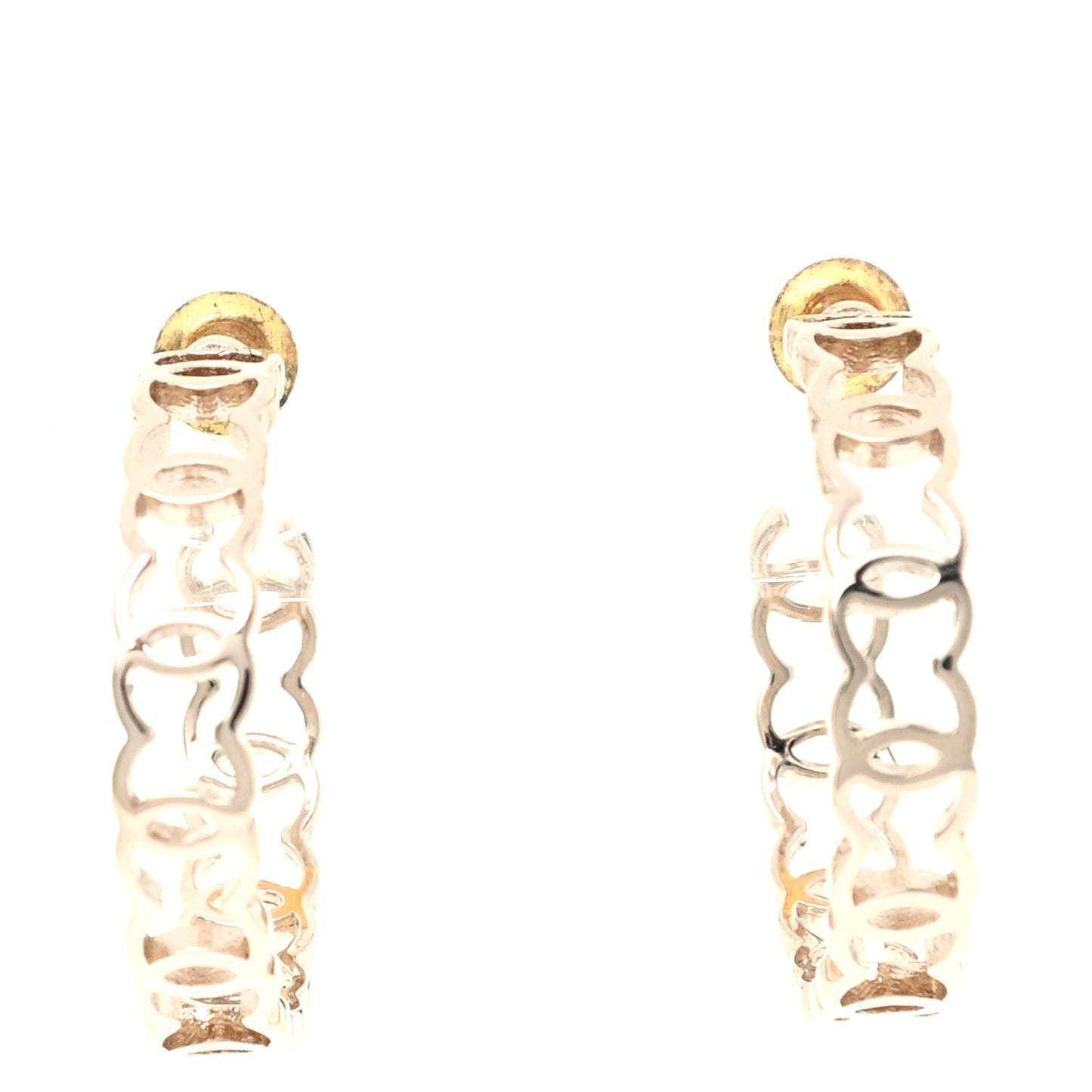 Metal CC Hoop Earrings Gold