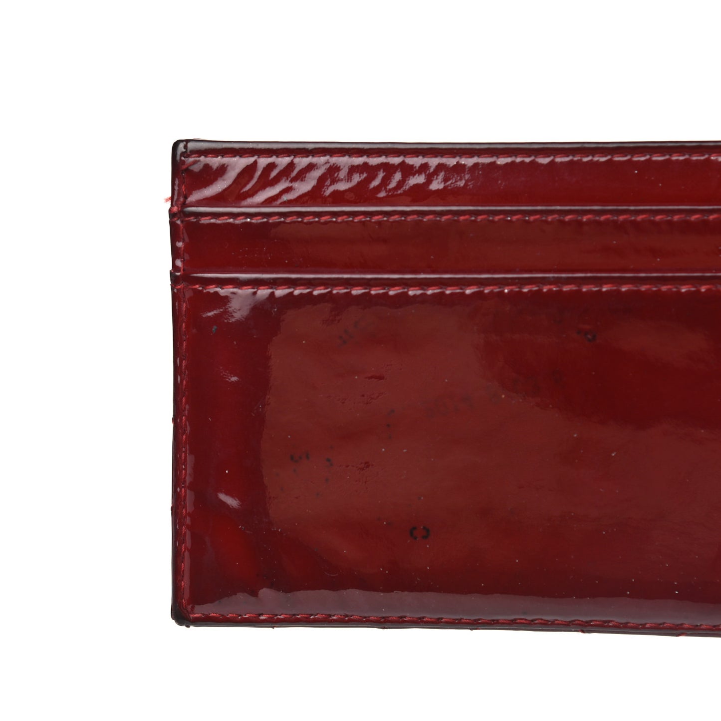 Patent Quilted Brilliant Card Holder Red