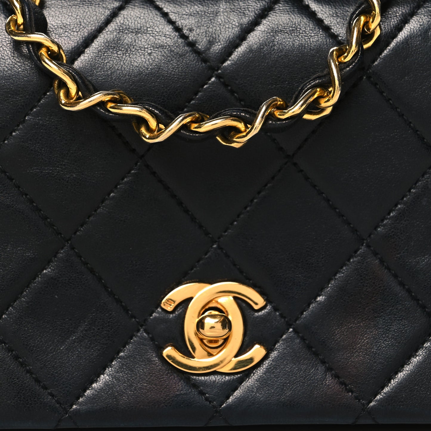 Lambskin Quilted Small Single Flap Black