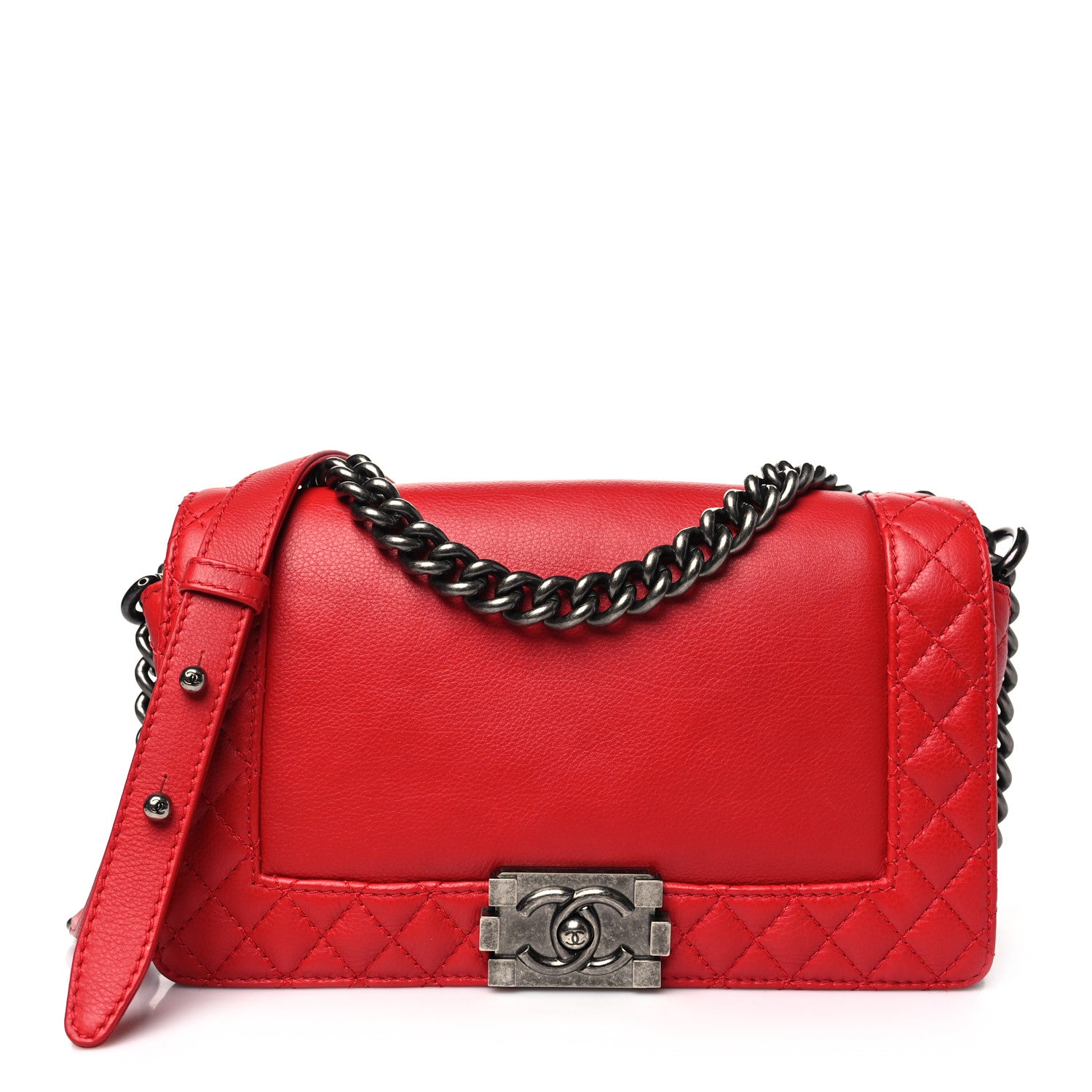 Chanel Calfskin Medium Boy Reverso Flap Red 1 of 10