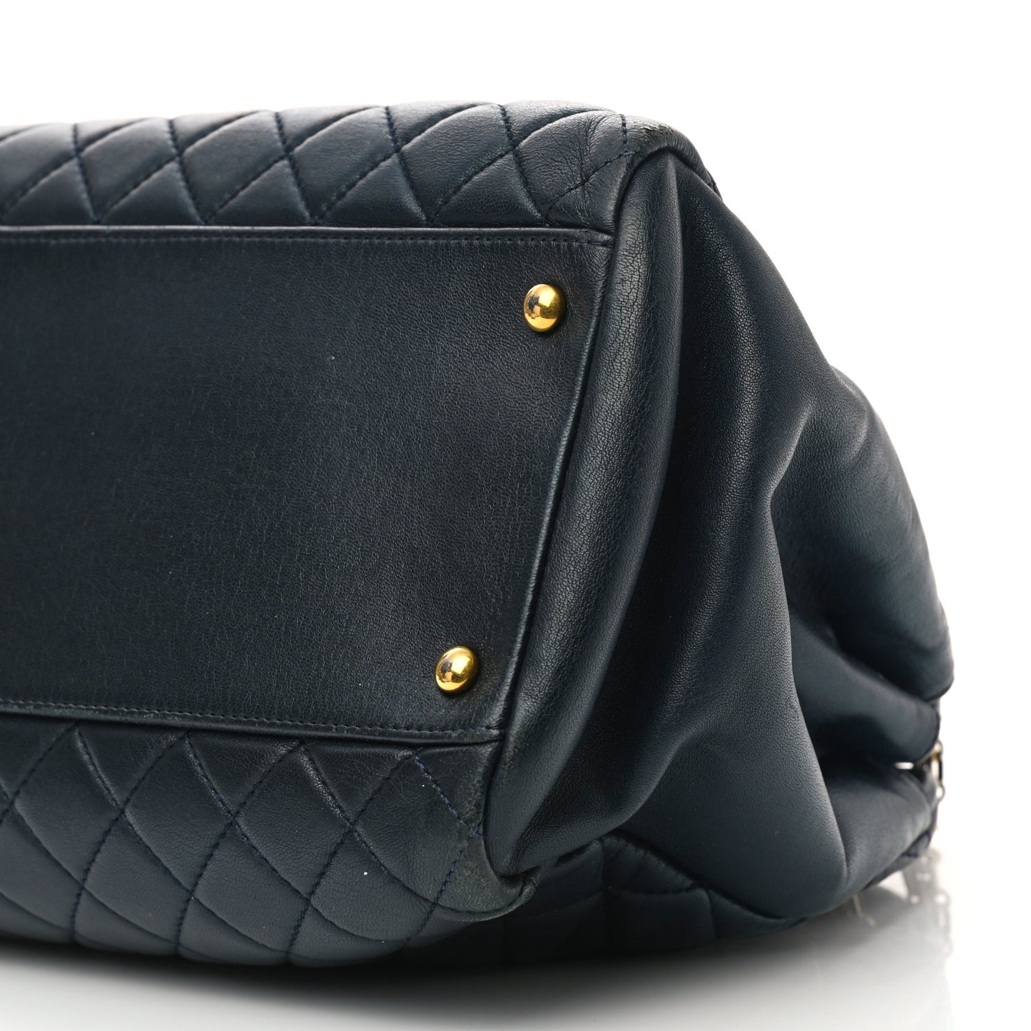 Calfskin Quilted Shoulder Bag Navy Blue
