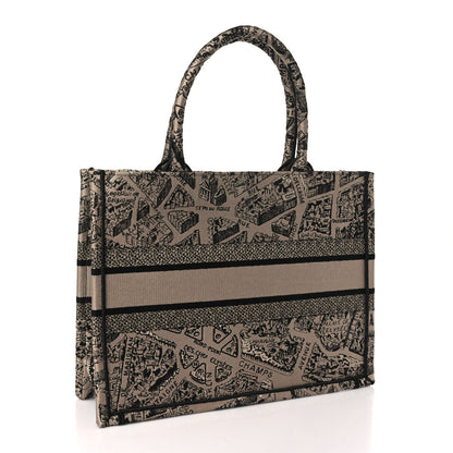 Christian Dior Canvas Embroidered Medium Plan De Paris Book Tote Beige Multi 3 of 10