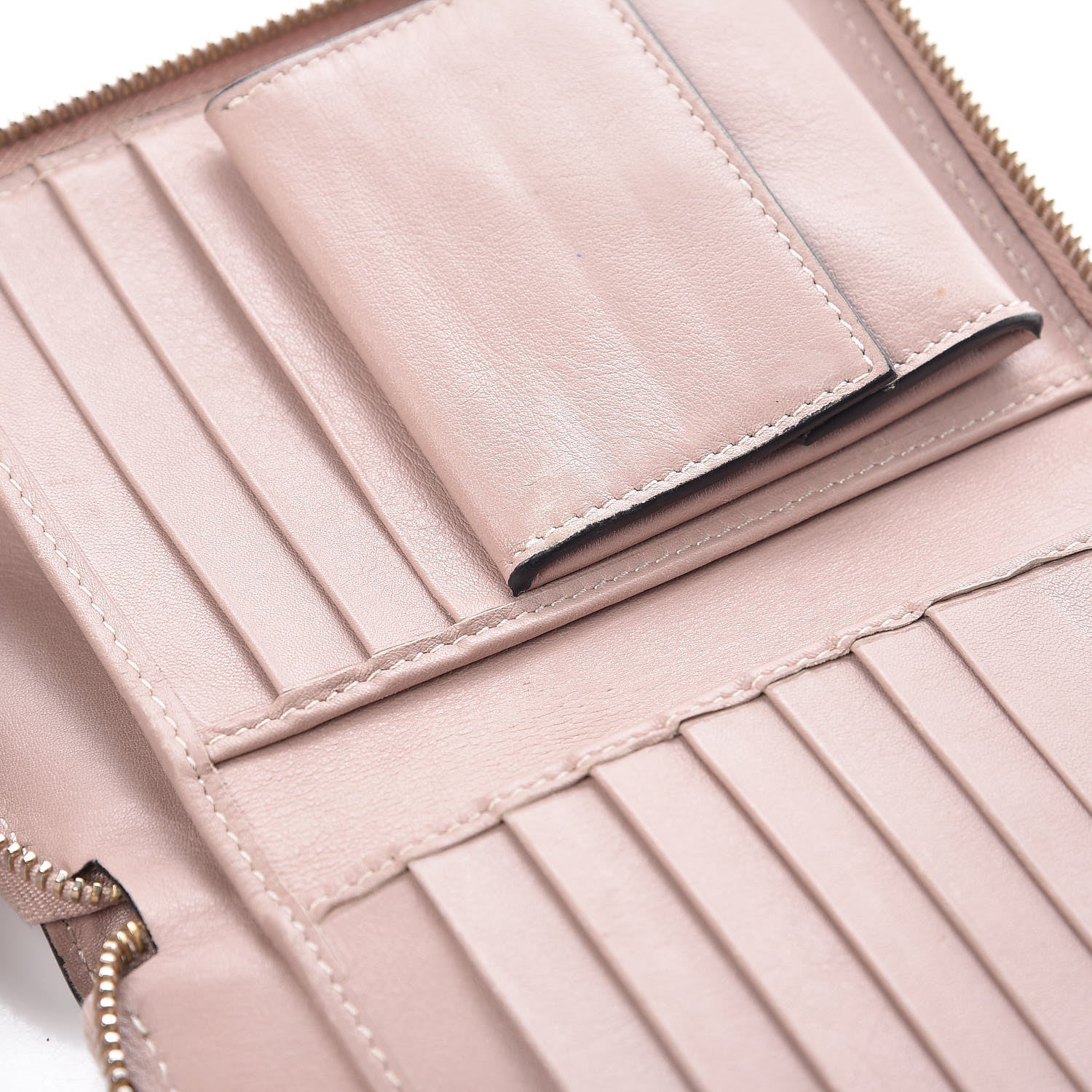 Valentino Garavani Calfskin Medium Rockstud Organizer Zip Around Wallet Poudre 9 of 9