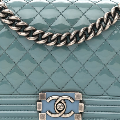 Chanel Patent Calfskin Medium Plexiglass Boy Flap Light Blue 8 of 13