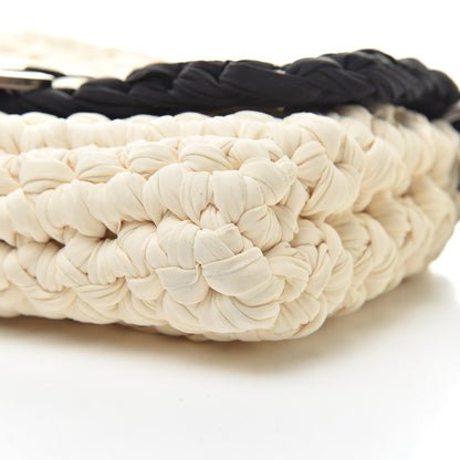 Chanel Woven Fabric Single Flap Ivory Black 10 of 10