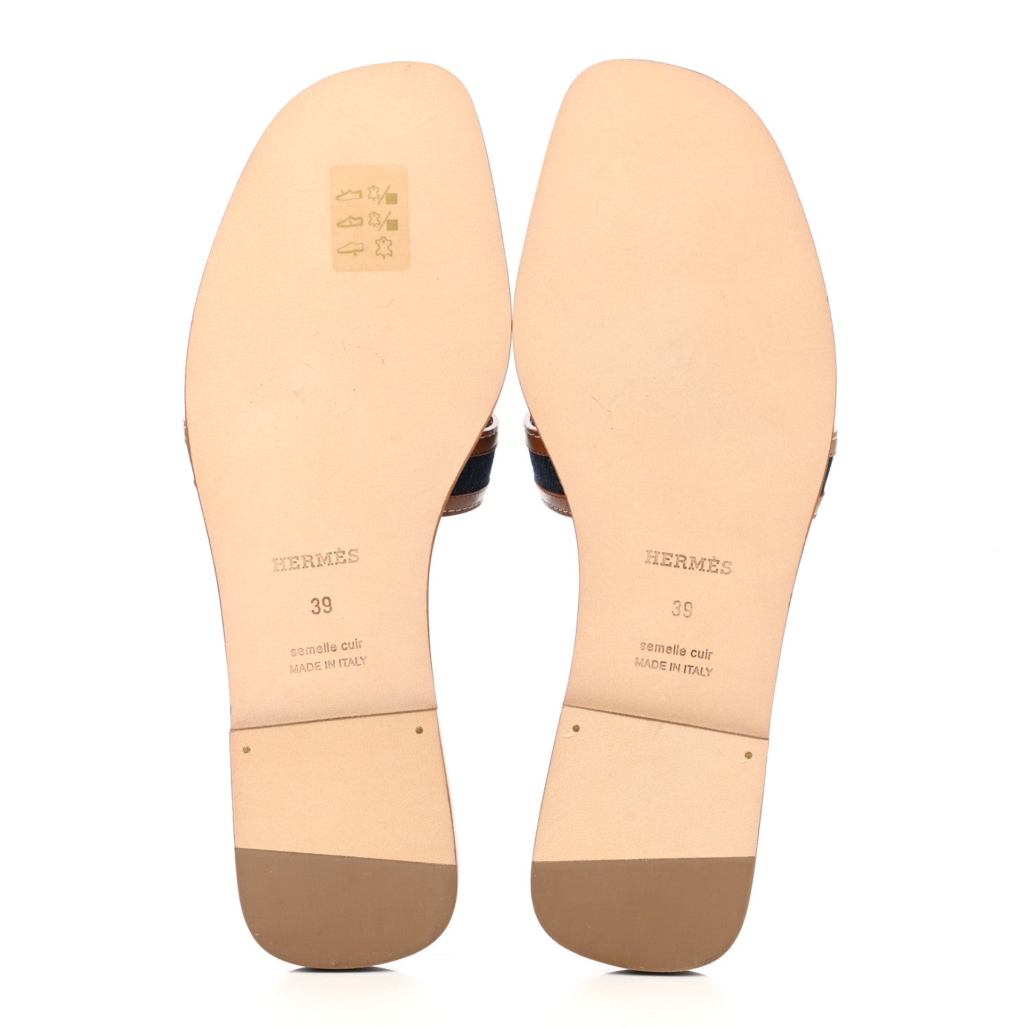 Hermes Calfskin Denim Oran Sandals 39 Bleu Brut Gold 5 of 9