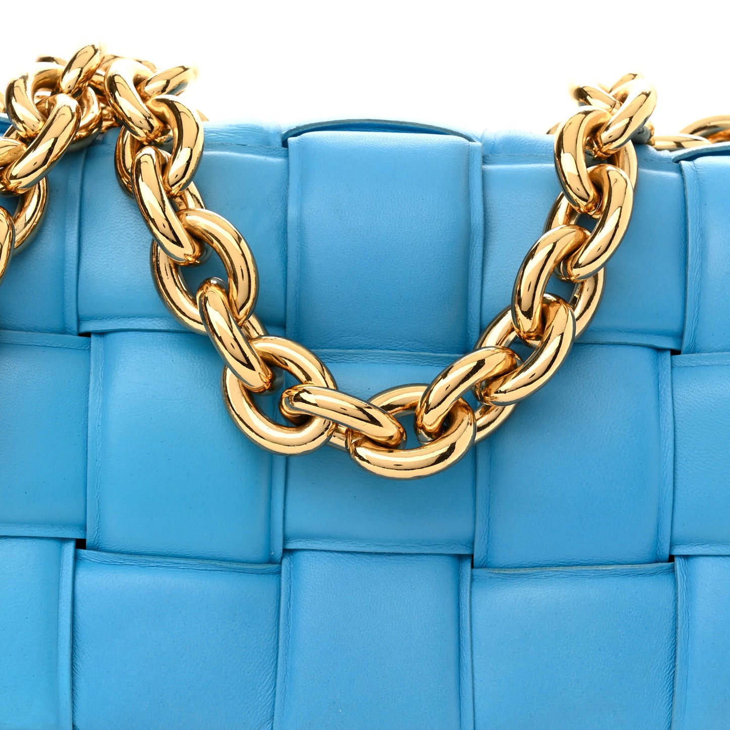 Lambskin Maxi Intreccio Padded Chain Cassette Crossbody Bag Swimming Pool