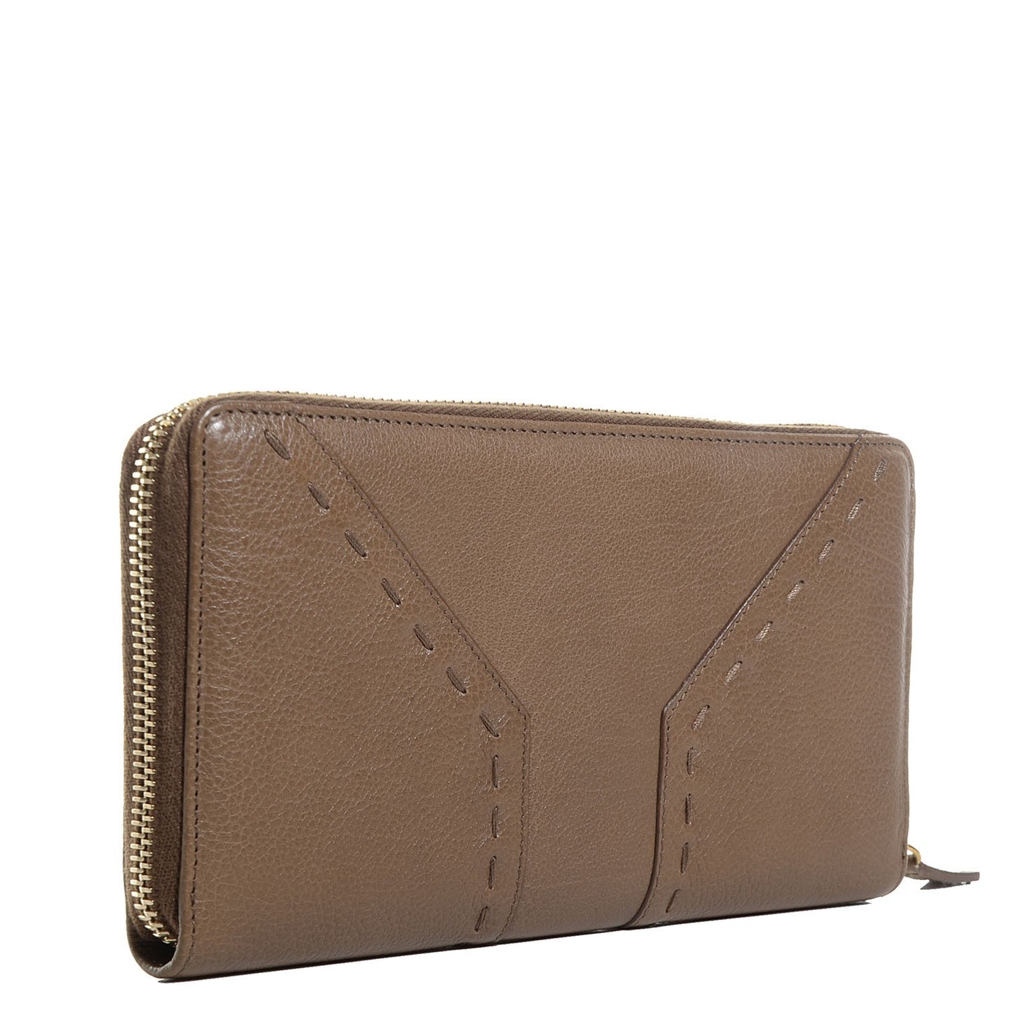 Calfskin Muse Zip Around Wallet Dark Beige