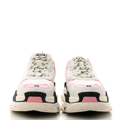 Balenciaga Fabric Mesh Washed Effect Womens Triple S Sneakers 39 Pink White Black 2 of 8