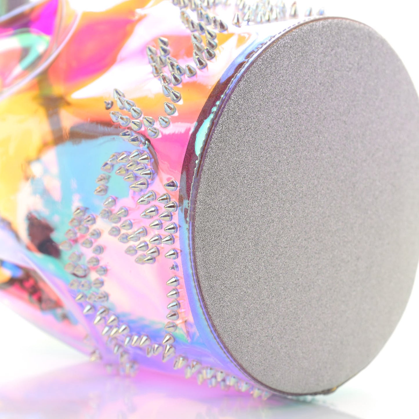PVC Iridescent Marie Jane Studded Bucket Silver