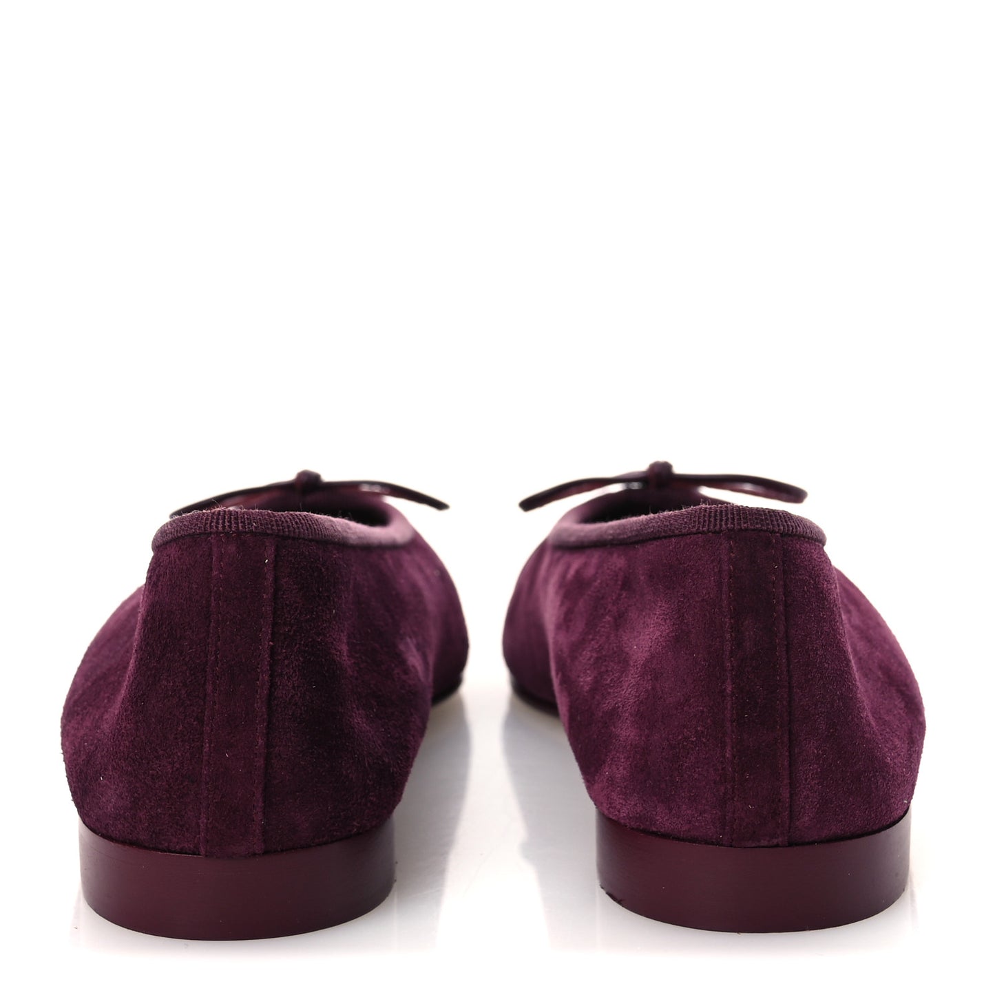 Suede Calfskin Patent Cap Toe CC Ballerina Flats 36 Burgundy