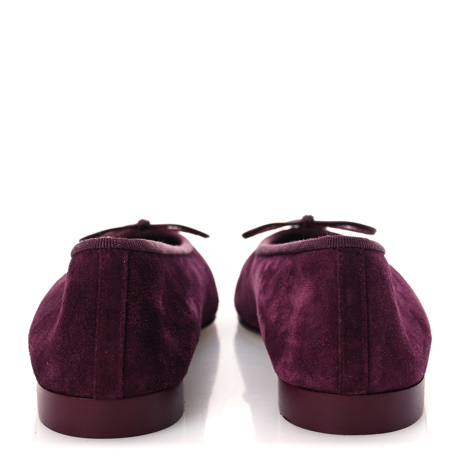 Chanel Suede Calfskin Patent Cap Toe CC Ballerina Flats 36 Burgundy 6 of 11