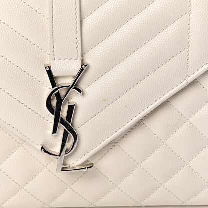 Saint Laurent Grain De Poudre Textured Mixed Matelasse Medium Triquilt Monogram Satchel Porcellana 11 of 18