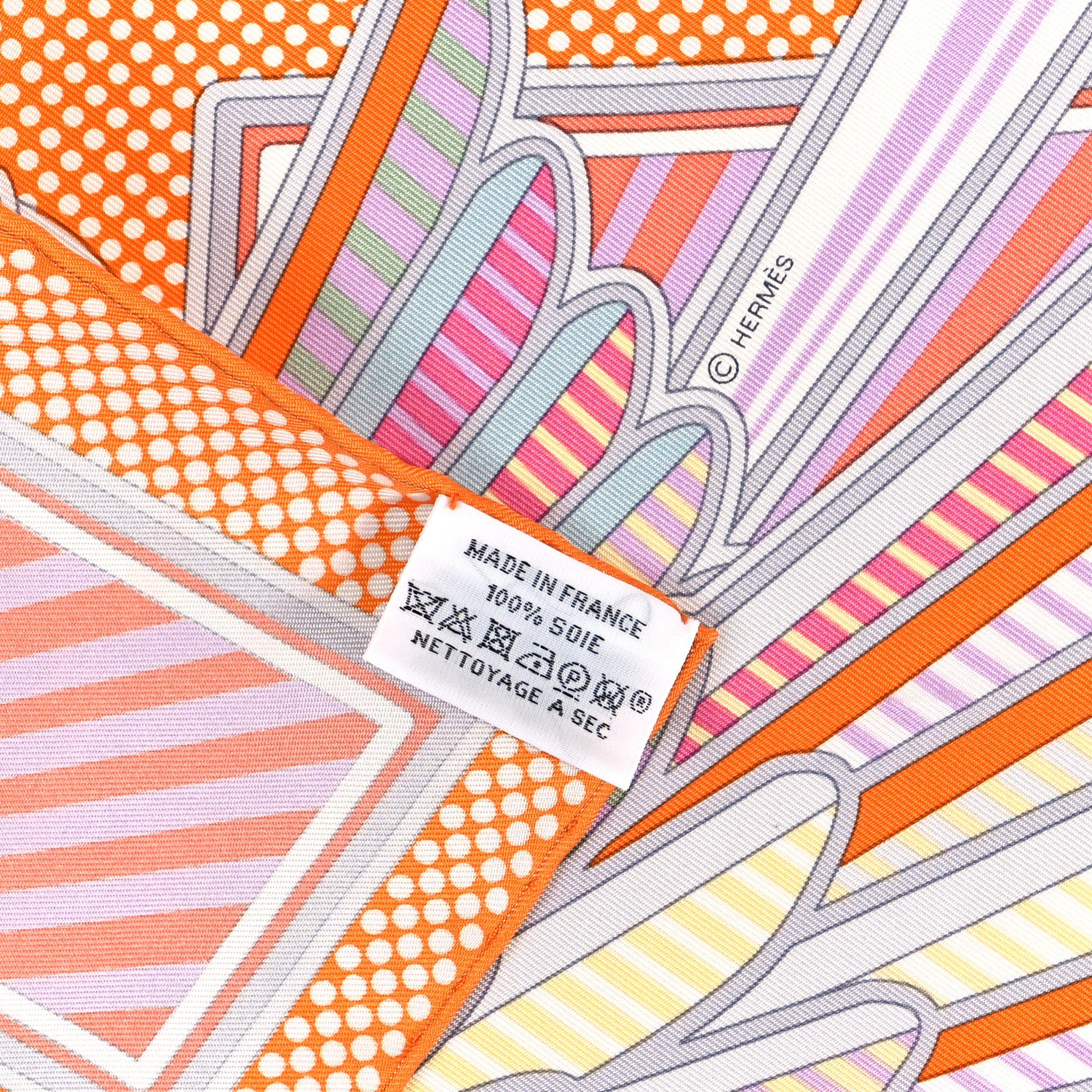 Hermes Silk Pegase Pop Pocket Square Orange 3 of 4