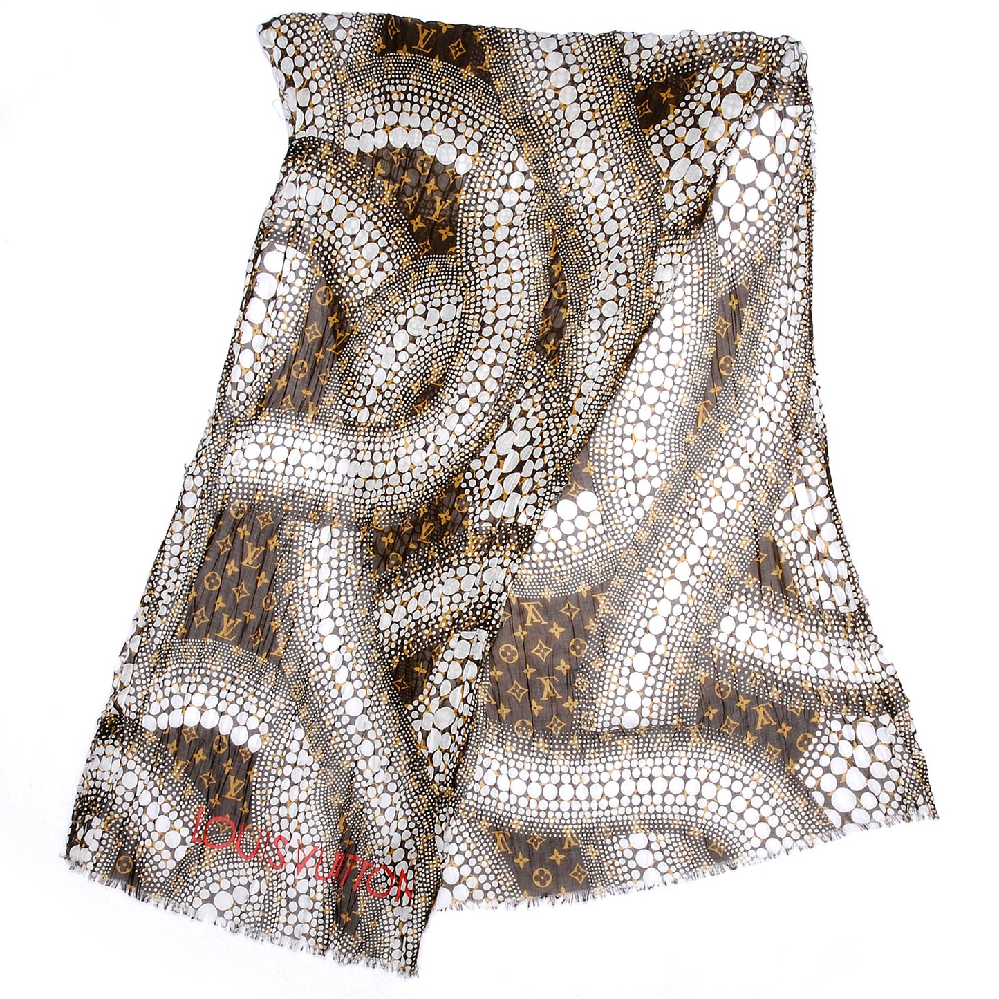 Cotton Monogram Kusama Infinity Dots Pareo Scarf White