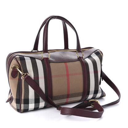 Burberry House Check Derby Calfskin Medium Alchester Bowling Bag Mahogany Red 3 of 9