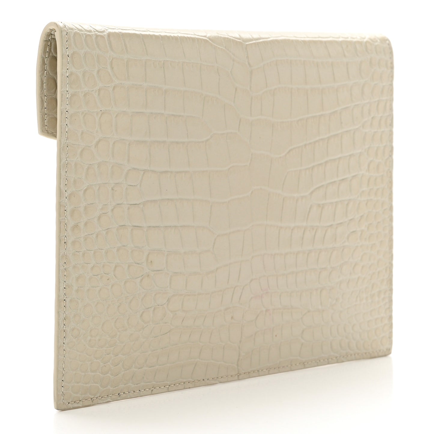 Calfskin Crocodile Embossed Monogram Uptown Baby Pouch Perle