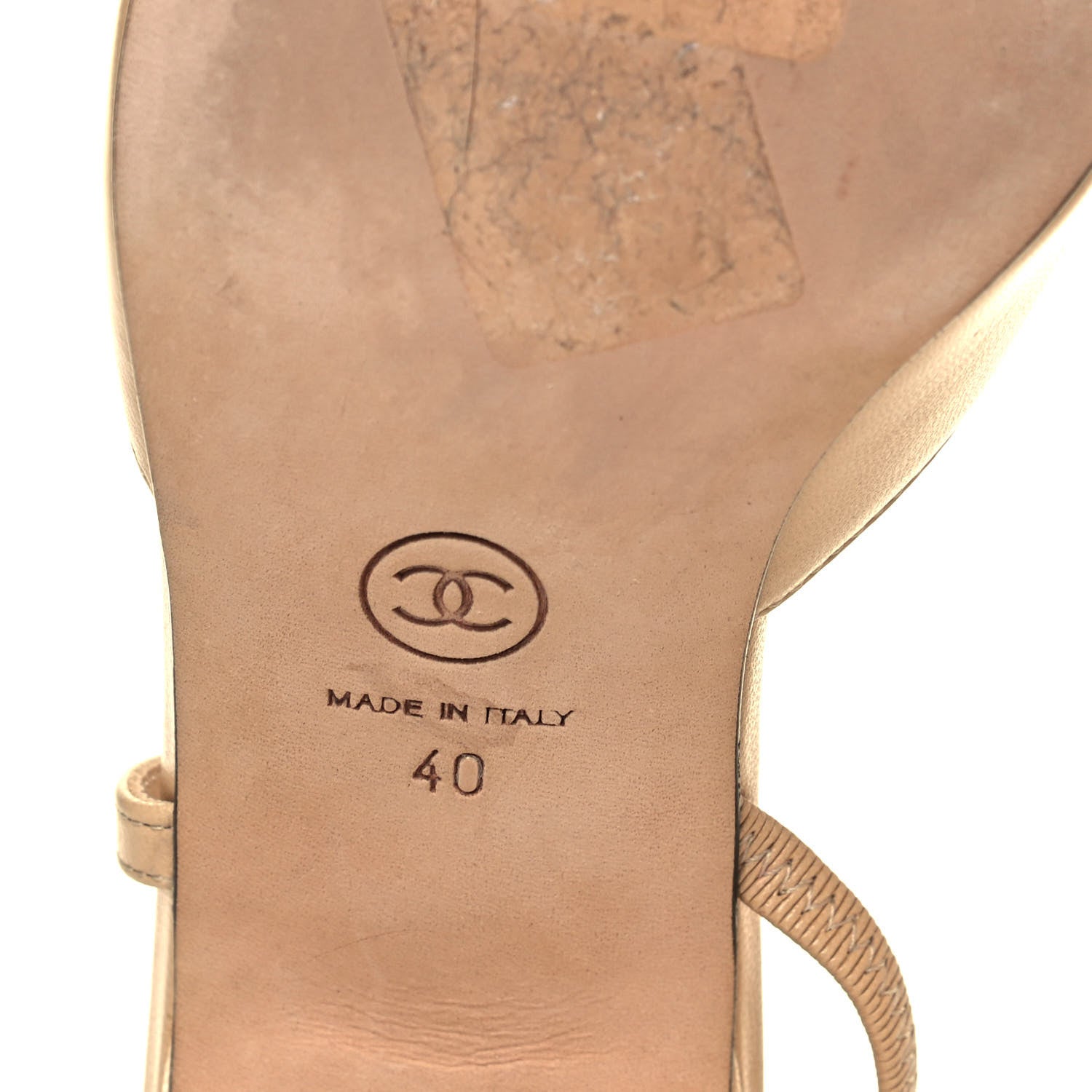 Chanel Goatskin Grosgrain Cap Toe CC Slingback Pumps 40 Beige Black 6 of 8