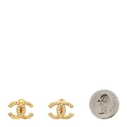 Chanel Crystal CC Clip On Earrings Gold 2 of 4